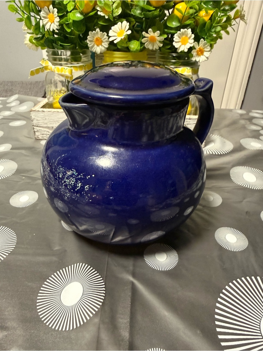 Vintage Christian Ridge Pottery Blue Cupper Coffee Carafe